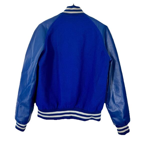 Varsity Jacket Bomber S Blue/White Melton Wool Letterman V Cheerleader Megaphone - Picture 4 of 11